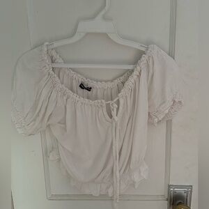Brandy Melville White Puff Sleeve Top